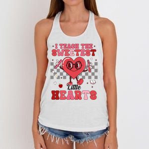 I Teach The Sweetest Little Hearts Valentines Day Teacher Women's Knotted Racerback Tank