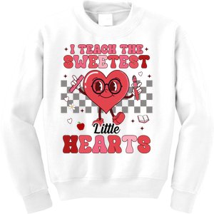 I Teach The Sweetest Little Hearts Valentines Day Teacher Kids Sweatshirt