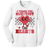 I Teach The Sweetest Little Hearts Valentines Day Teacher Kids Long Sleeve Shirt