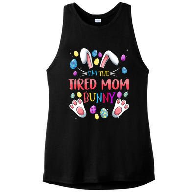 I'm The Tired Mom Bunny Matching Family Easter Party Gift Ladies PosiCharge Tri-Blend Wicking Tank