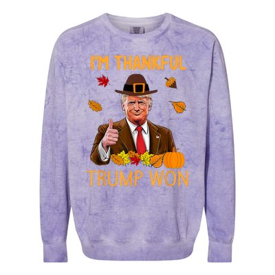 Im Thankful Trump Won Thanksgiving Turkey Fall Colorblast Crewneck Sweatshirt