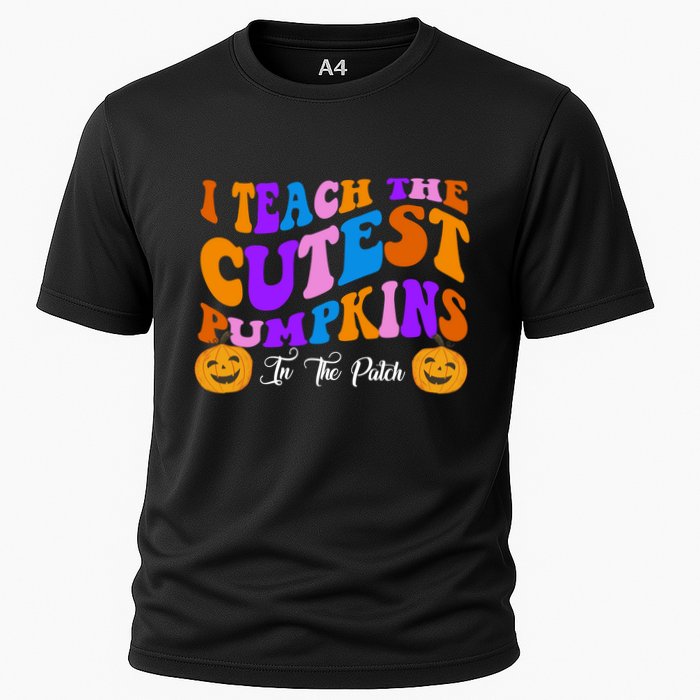 I Teach The Cutest Pumpkins In The Patch Halloween Teacher Cooling Performance Crew T-Shirt