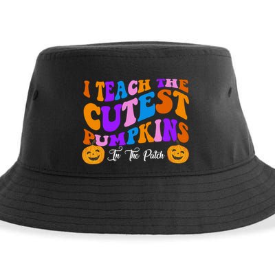 I Teach The Cutest Pumpkins In The Patch Halloween Teacher Sustainable Bucket Hat