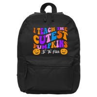 I Teach The Cutest Pumpkins In The Patch Halloween Teacher 16 in Basic Backpack