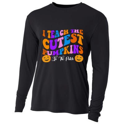 I Teach The Cutest Pumpkins In The Patch Halloween Teacher Cooling Performance Long Sleeve Crew