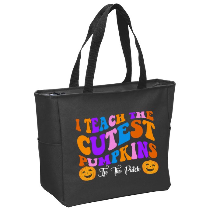 I Teach The Cutest Pumpkins In The Patch Halloween Teacher Zip Tote Bag