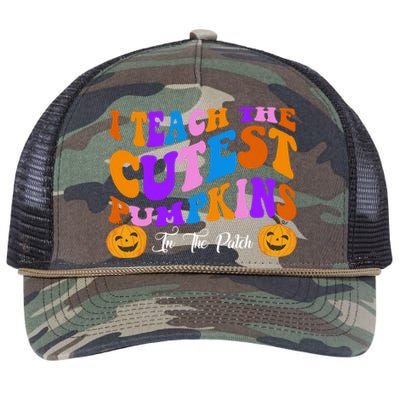 I Teach The Cutest Pumpkins In The Patch Halloween Teacher Retro Rope Trucker Hat Cap