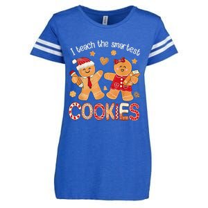 I Teach The Smartest Cookies Christmas Groovy Teacher Xmas Enza Ladies Jersey Football T-Shirt