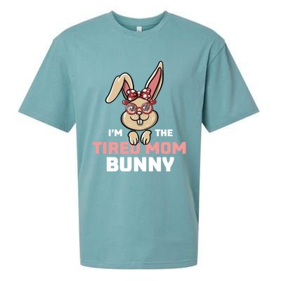 I'm The Tired Mom Bunny Matching Family Easter Party Gift Sueded Cloud Jersey T-Shirt