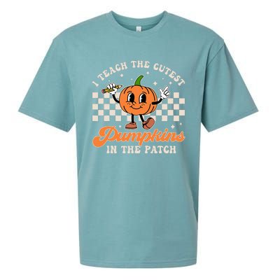 I Teach The Cutest Pumpkins In The Patch Teacher Halloween Sueded Cloud Jersey T-Shirt