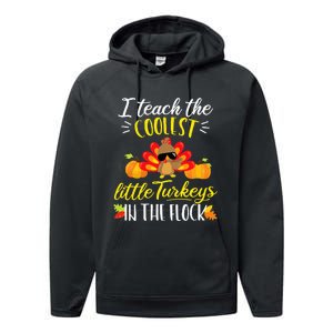 I Teach The Coolest Turkeys The Flock Thanksgiving Teacher Performance Fleece Hoodie