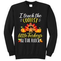 I Teach The Coolest Turkeys The Flock Thanksgiving Teacher Tall Sweatshirt