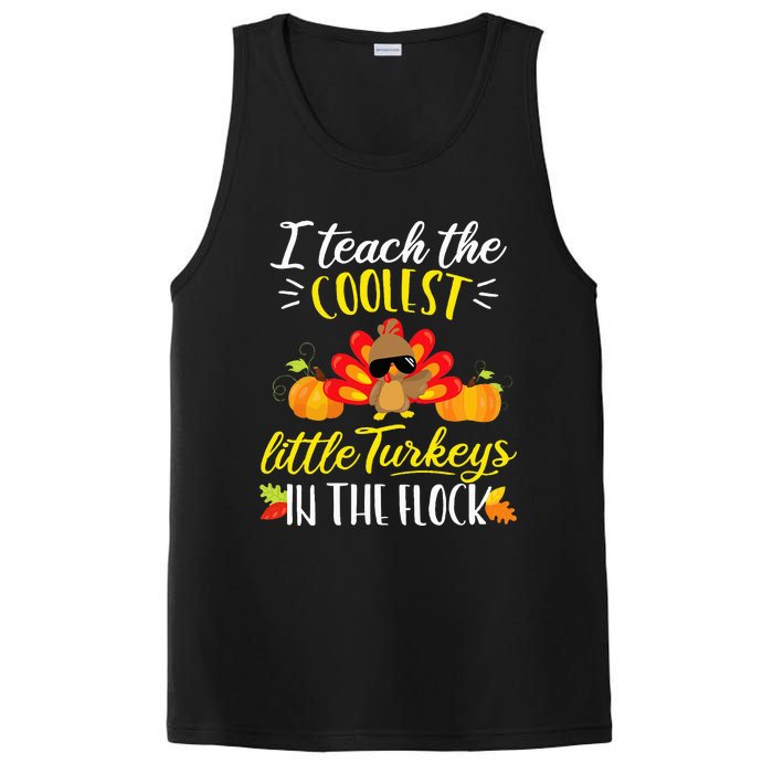 I Teach The Coolest Turkeys The Flock Thanksgiving Teacher PosiCharge Competitor Tank