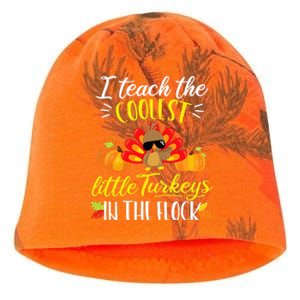 I Teach The Coolest Turkeys The Flock Thanksgiving Teacher Kati - Camo Knit Beanie