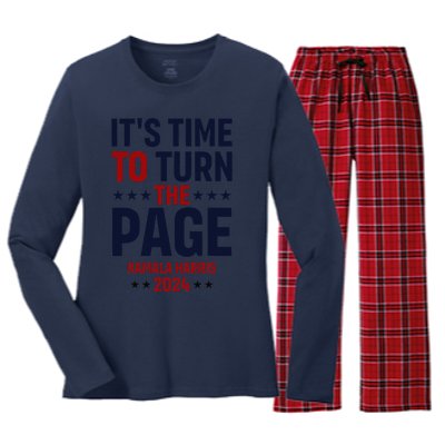 ItS Time To Turn The Page Kamala Harris For President 2024 Women's Long Sleeve Flannel Pajama Set 