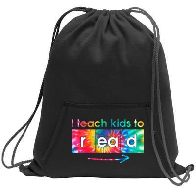 I Teach To Read Tie Dye Science of Reading Sweatshirt Cinch Pack Bag