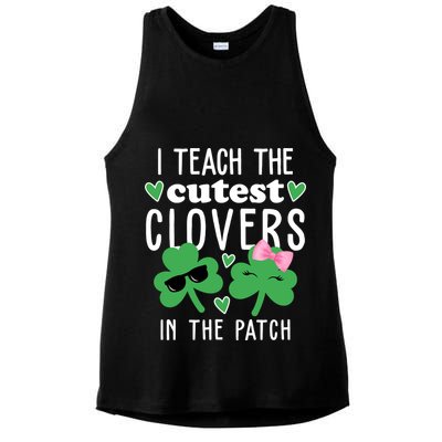 I Teach The Cutest Clovers In The Patch St Patrick's Day Teacher Ladies PosiCharge Tri-Blend Wicking Tank