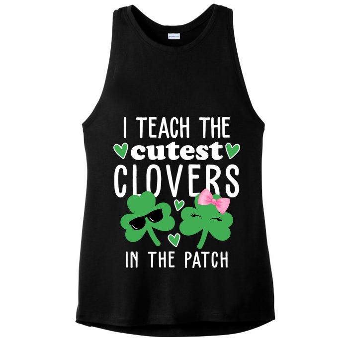 I Teach The Cutest Clovers In The Patch St Patrick's Day Teacher Ladies PosiCharge Tri-Blend Wicking Tank