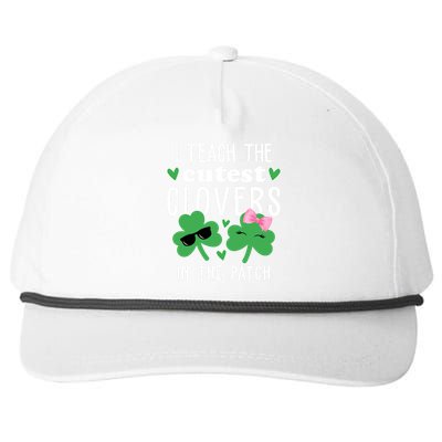 I Teach The Cutest Clovers In The Patch St Patrick's Day Teacher Snapback Five-Panel Rope Hat