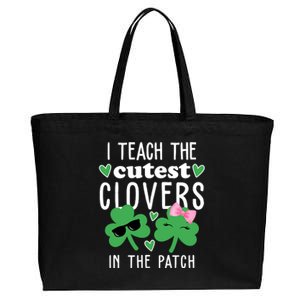 I Teach The Cutest Clovers In The Patch St Patrick's Day Teacher Cotton Canvas Jumbo Tote