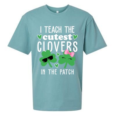 I Teach The Cutest Clovers In The Patch St Patrick's Day Teacher Sueded Cloud Jersey T-Shirt