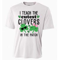 I Teach The Cutest Clovers In The Patch St Patrick's Day Teacher Cooling Performance Crew T-Shirt