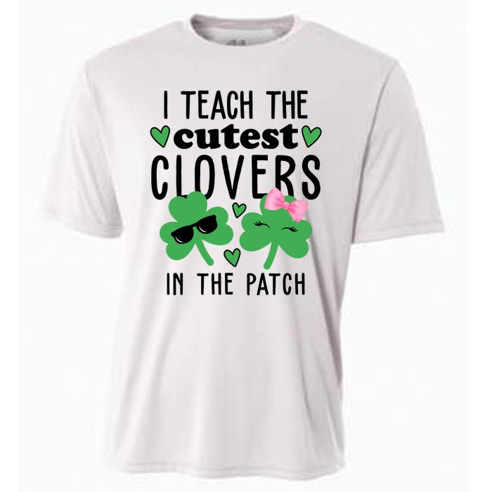 I Teach The Cutest Clovers In The Patch St Patrick's Day Teacher Cooling Performance Crew T-Shirt