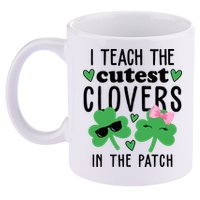 I Teach The Cutest Clovers In The Patch St Patrick's Day Teacher 11oz C Handle Ceramic Mug
