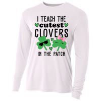 I Teach The Cutest Clovers In The Patch St Patrick's Day Teacher Cooling Performance Long Sleeve Crew