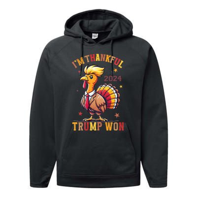 IM Thankful Trump Won 2024 Took American Back Thanksgiving Performance Fleece Hoodie