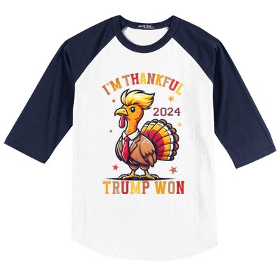 IM Thankful Trump Won 2024 Took American Back Thanksgiving Baseball Sleeve Shirt