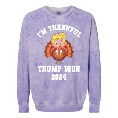 IM Thankful Trump Won 2024 Took American Back Thanksgiving Colorblast Crewneck Sweatshirt