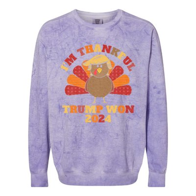 IM Thankful Trump Won 2024 Took American Back Thanksgiving Colorblast Crewneck Sweatshirt