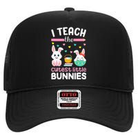 I Teach The Cutest Little Bunnies Teacher Easter Bunny High Crown Mesh Back Trucker Hat