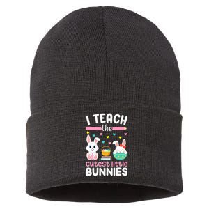 I Teach The Cutest Little Bunnies Teacher Easter Bunny Sustainable Knit Beanie