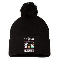 I Teach The Cutest Little Bunnies Teacher Easter Bunny Pom Pom 12in Knit Beanie