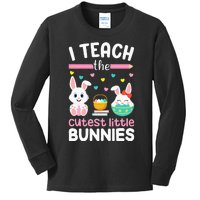 I Teach The Cutest Little Bunnies Teacher Easter Bunny Kids Long Sleeve Shirt