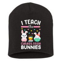 I Teach The Cutest Little Bunnies Teacher Easter Bunny Short Acrylic Beanie