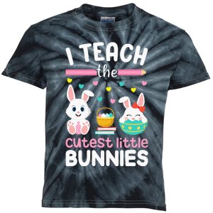 I Teach The Cutest Little Bunnies Teacher Easter Bunny Kids Tie-Dye T-Shirt