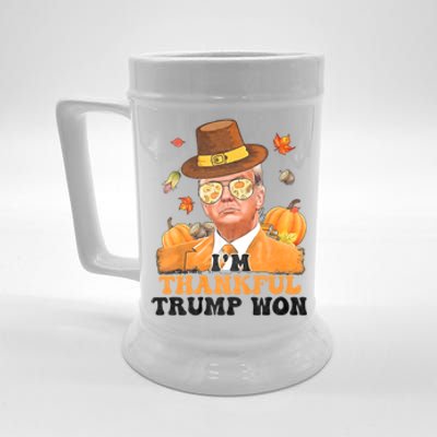 IM Thankful Trump Won 2024 Took American Back Thanksgiving Beer Stein