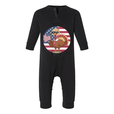 IM Thankful Trump Won 2024 Took American Back Thanksgiving Infant Fleece One Piece