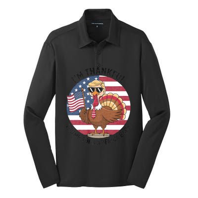 IM Thankful Trump Won 2024 Took American Back Thanksgiving Silk Touch Performance Long Sleeve Polo