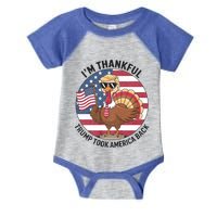 IM Thankful Trump Won 2024 Took American Back Thanksgiving Infant Baby Jersey Bodysuit