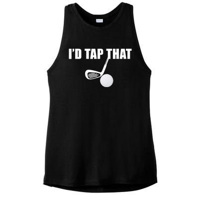 I'd Tap That Funny Golf Ball Tee For Golfing Players Ladies PosiCharge Tri-Blend Wicking Tank