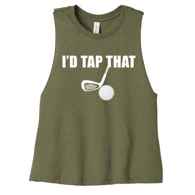 I'd Tap That Funny Golf Ball Tee For Golfing Players Women's Racerback Cropped Tank