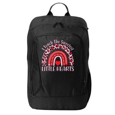 I Teach The Sweetest Hearts Rainbow Teacher Valentine's Day Love City Backpack