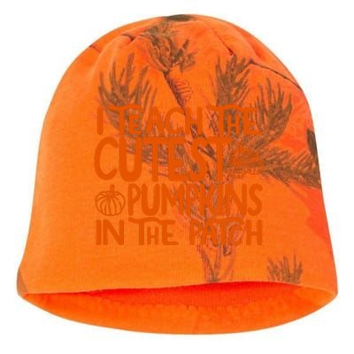 I Teach The Cutest Pumpkins In The Patch Halloween Teacher Kati - Camo Knit Beanie