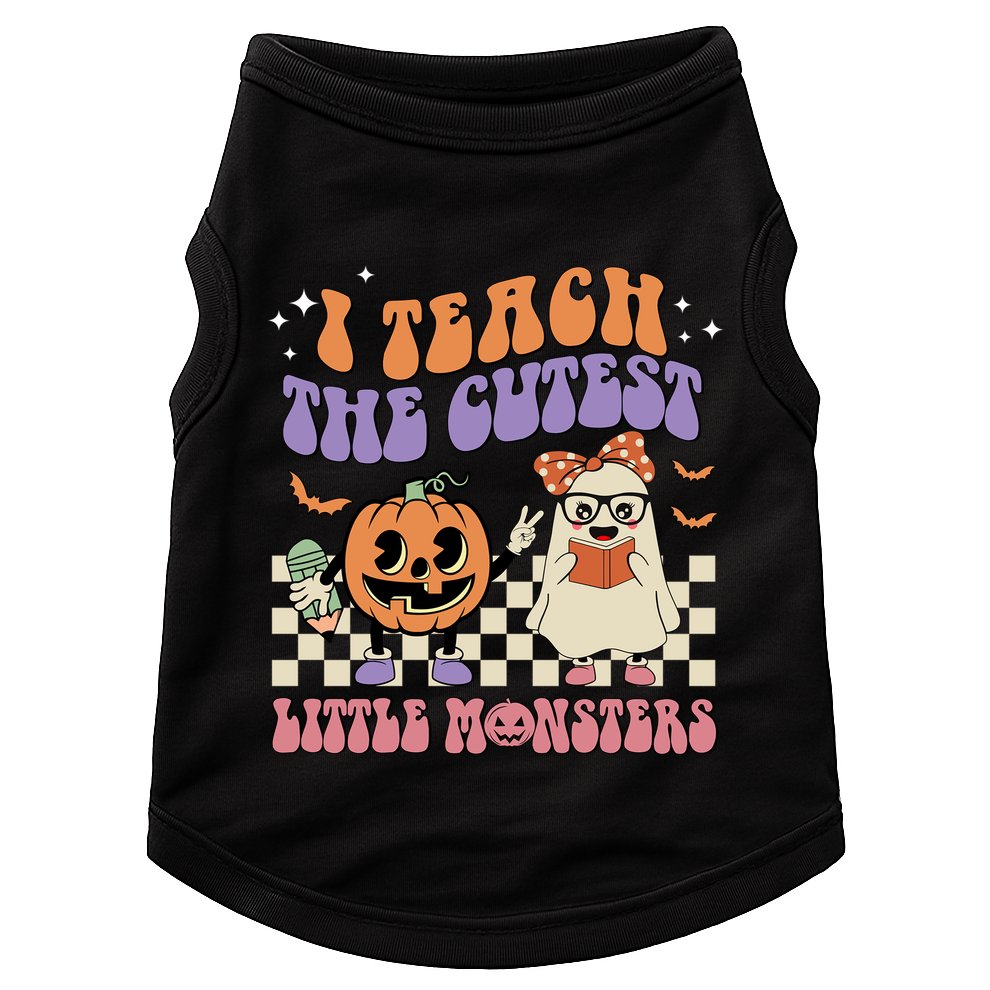 I Teach The Cutest Little Monster Retro Teacher Halloween Cute Gift Doggie Tank