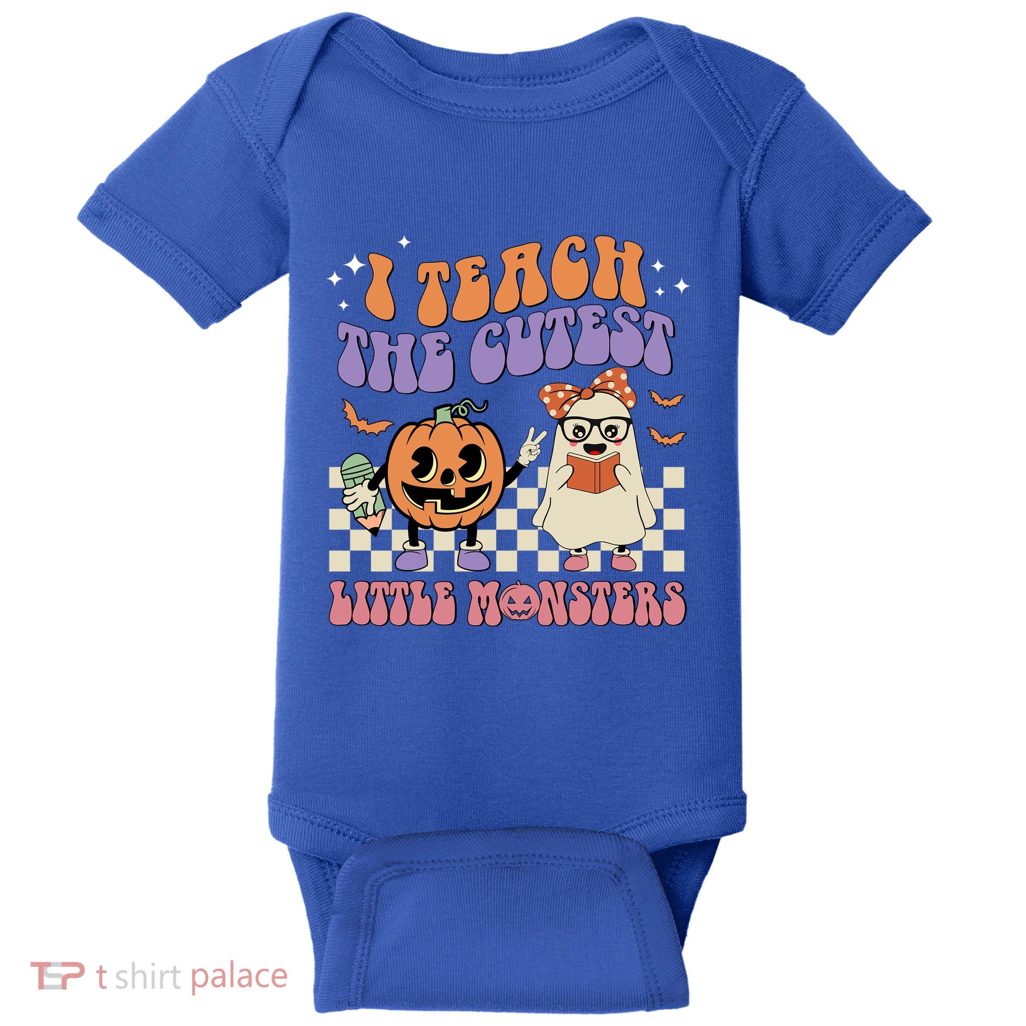 I Teach The Cutest Little Monster Retro Teacher Halloween Cute Gift Baby Bodysuit