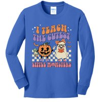 I Teach The Cutest Little Monster Retro Teacher Halloween Cute Gift Kids Long Sleeve Shirt